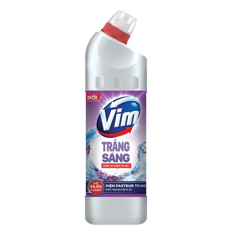Nước Tẩy Rửa Bồn Cầu Và Nhà Tắm Vim Trắng Sáng Than Hoạt Tính Hương Oải Hương 870ml