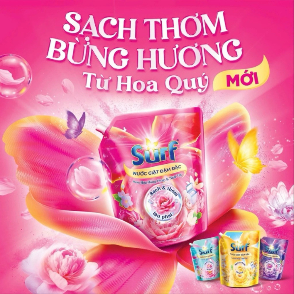 Nước Giặt Surf Hương Hoa Hồng Pháp & Nhài Tây Túi 2.9kg