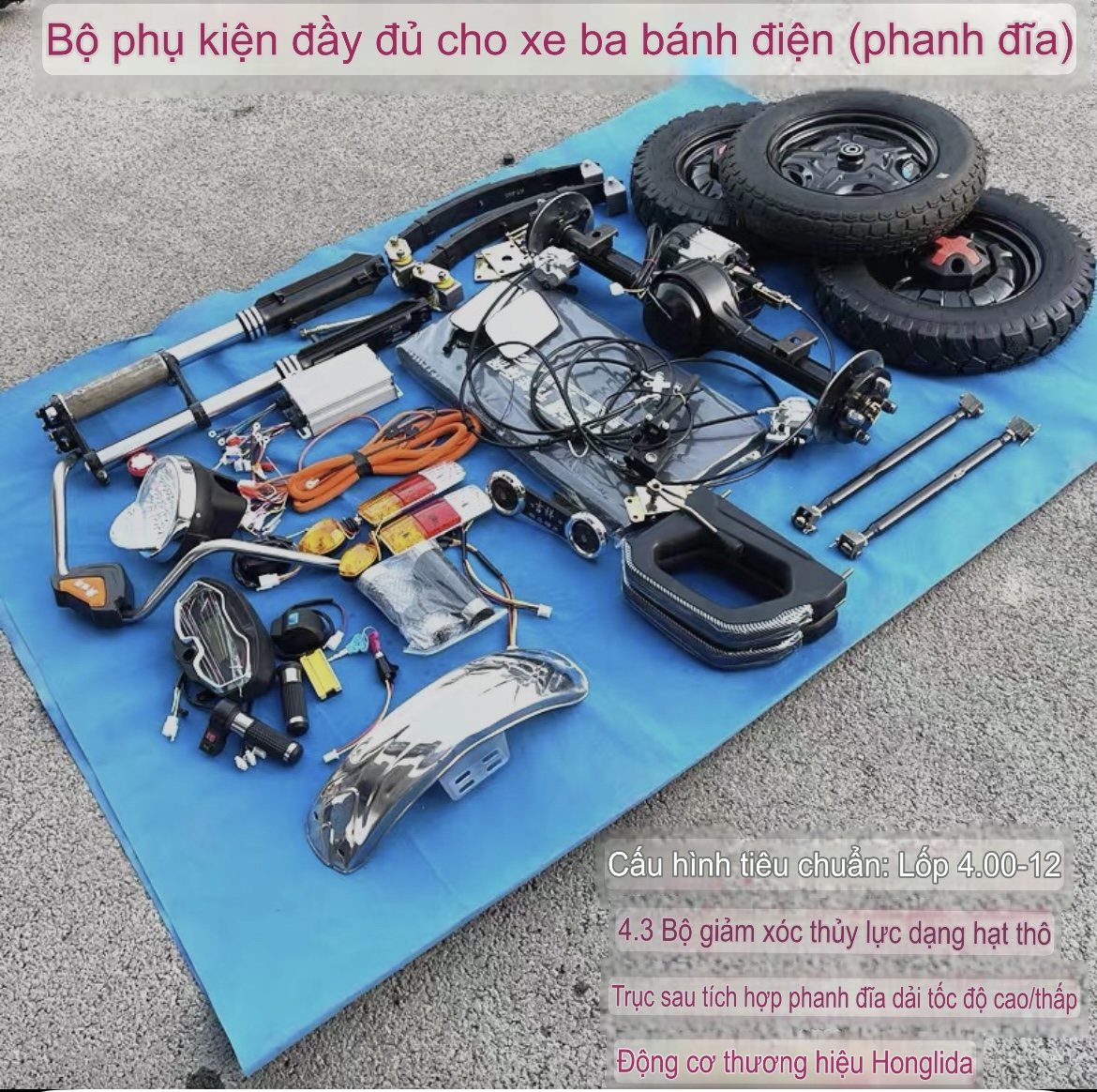 Bộ Conbo Chê Xe Ba Bánh Trở Rác, Xe Môi Trường Trọng Tải 700kg