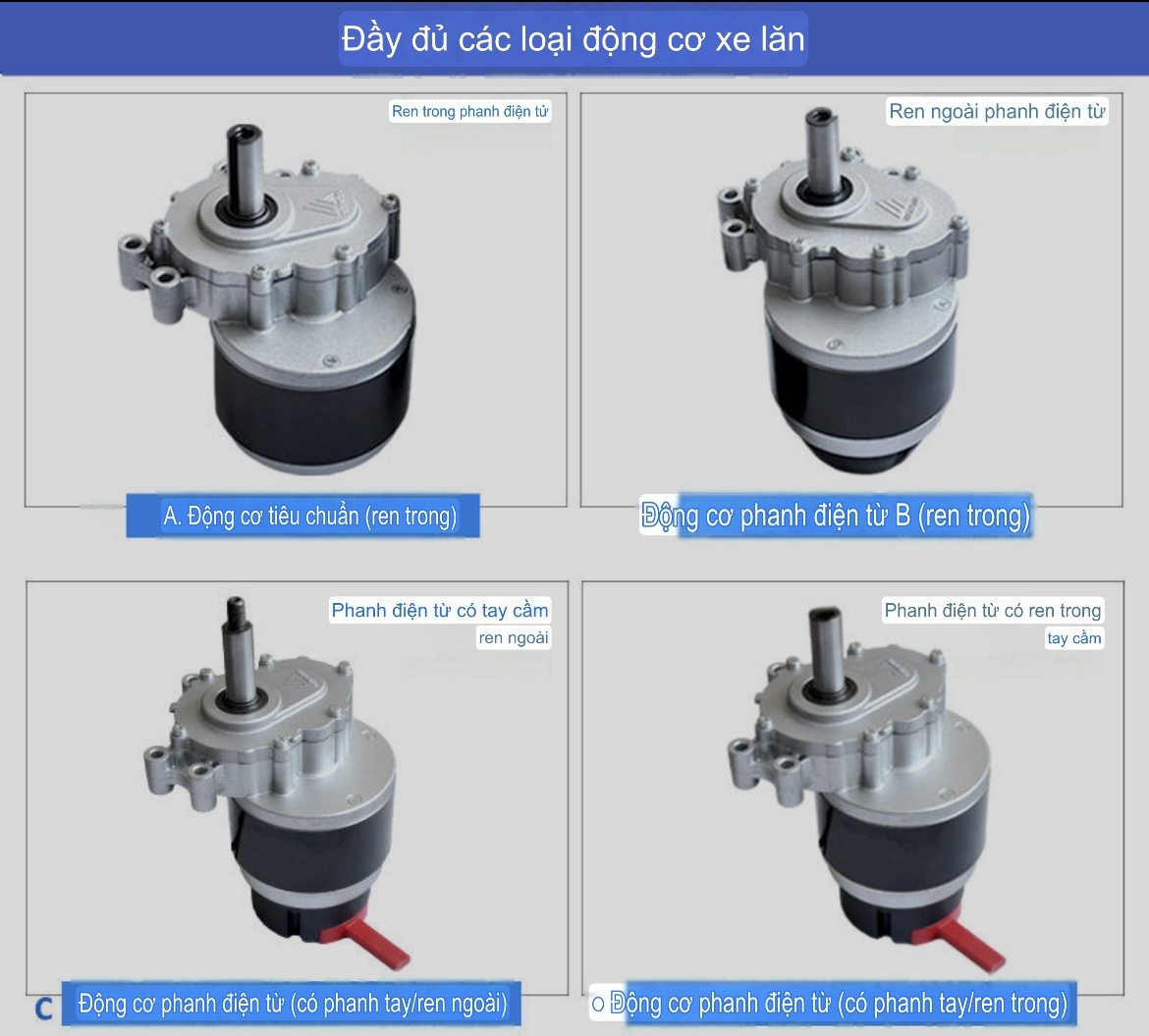 Động Cơ Motor Xe Lăn Điện 24V 250W Phanh Tự Động Có Thắng Từ