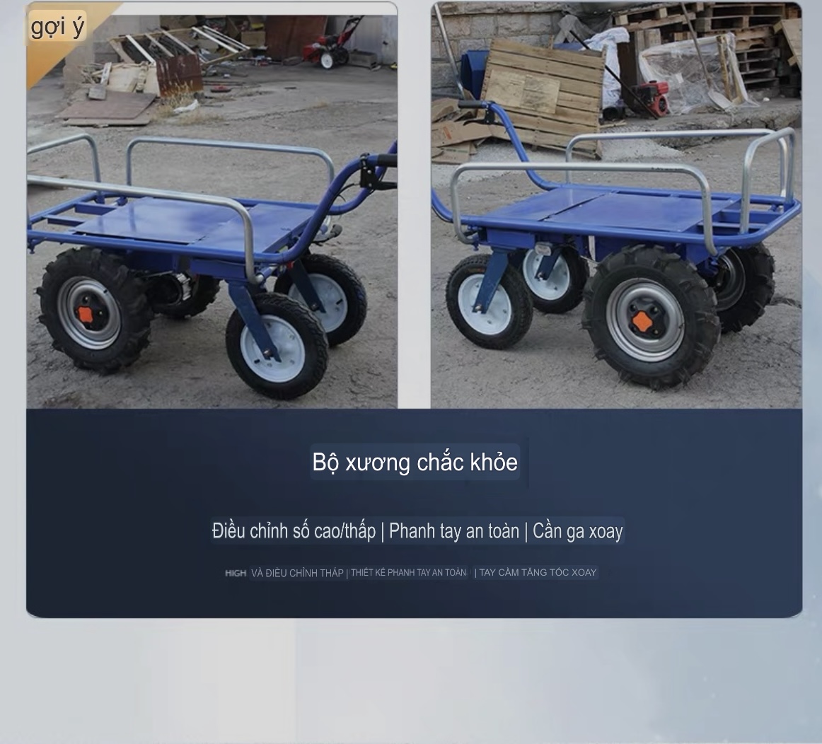 Xe Điên 4 Bánh Trở Vật Liệu Xây Dựng, Nông Sản, Thóc Gạo Trọng Tải 1000kg