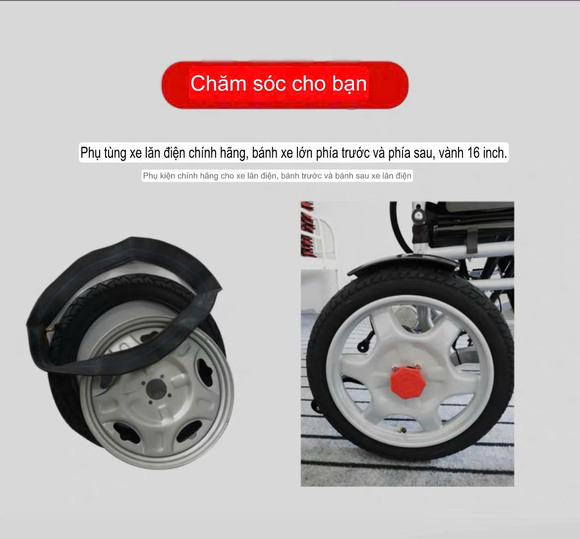 Bánh Sau Xe Lăn Điện 16 INCH (16x2.125)
