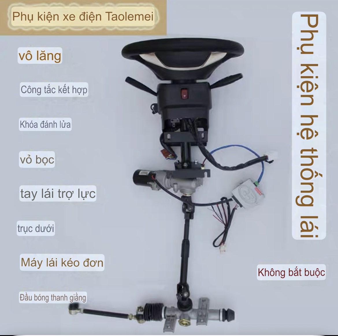 Bộ Trợ Lực Thước Lái Điện Chế Xe 3 Bánh, 4 Bánh Xe Oto Con Và Oto Tải Dưới 2 Tấn