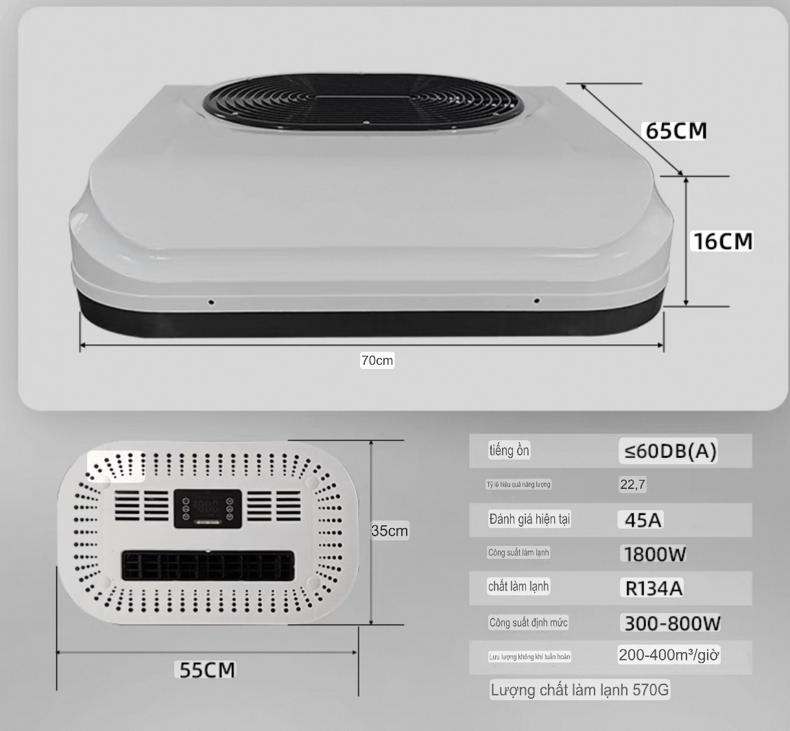 Điều Hoà, Máy Lạnh Âm Trần Chạy Điện Ắc QUy 12-24V Lắp Cho Xe Tải Nhỏ