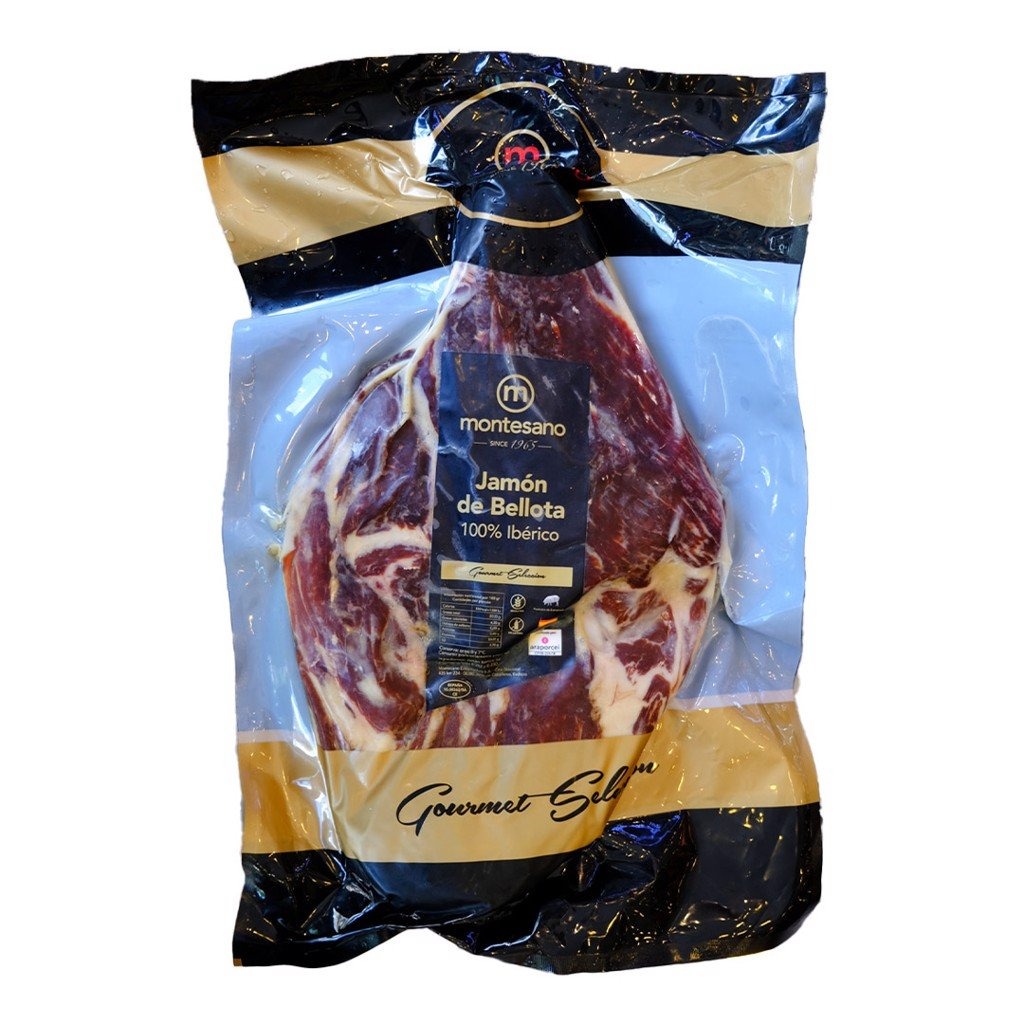 Montesano Iberico Bellota Jamon boneless pure 100% Montesano Iberico đùi sau Bellota không xương thuần chủng, ủ muối trên 48 tháng