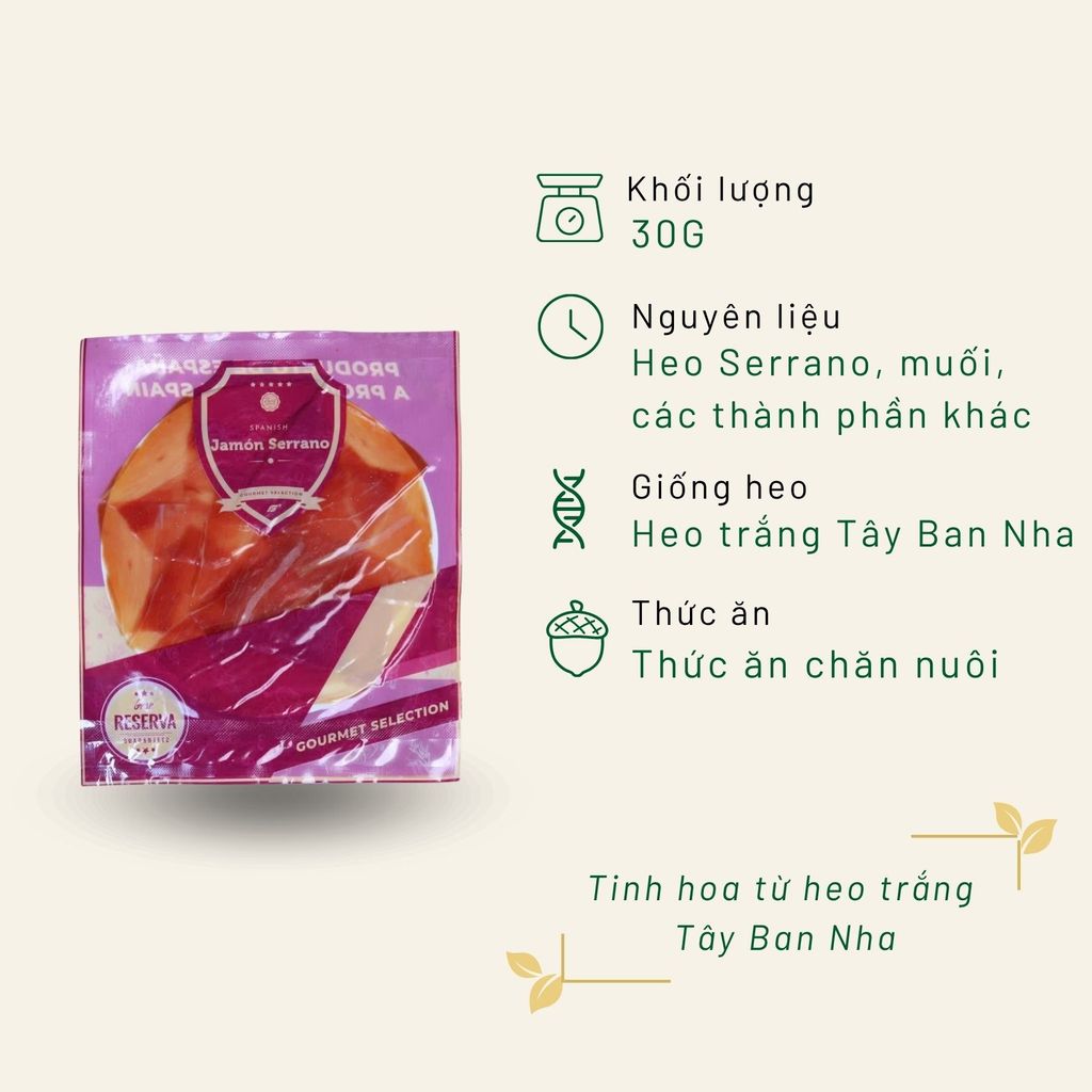 Serrano Gran ham Sliced- Serrano Gran cắt lát VN (gói nhỏ, dùng ăn ngay)