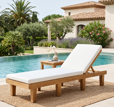 LYING CHAIR FOR POOL WITH WHITE CUSHION