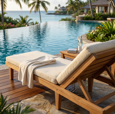 LYING CHAIR FOR POOL WITH WHITE CUSHION