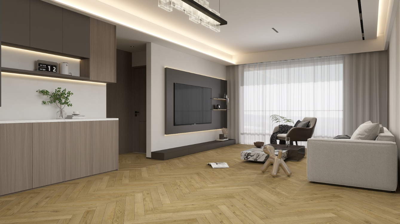 SPC Flooring Tile - Crafted Oak Herringbone
