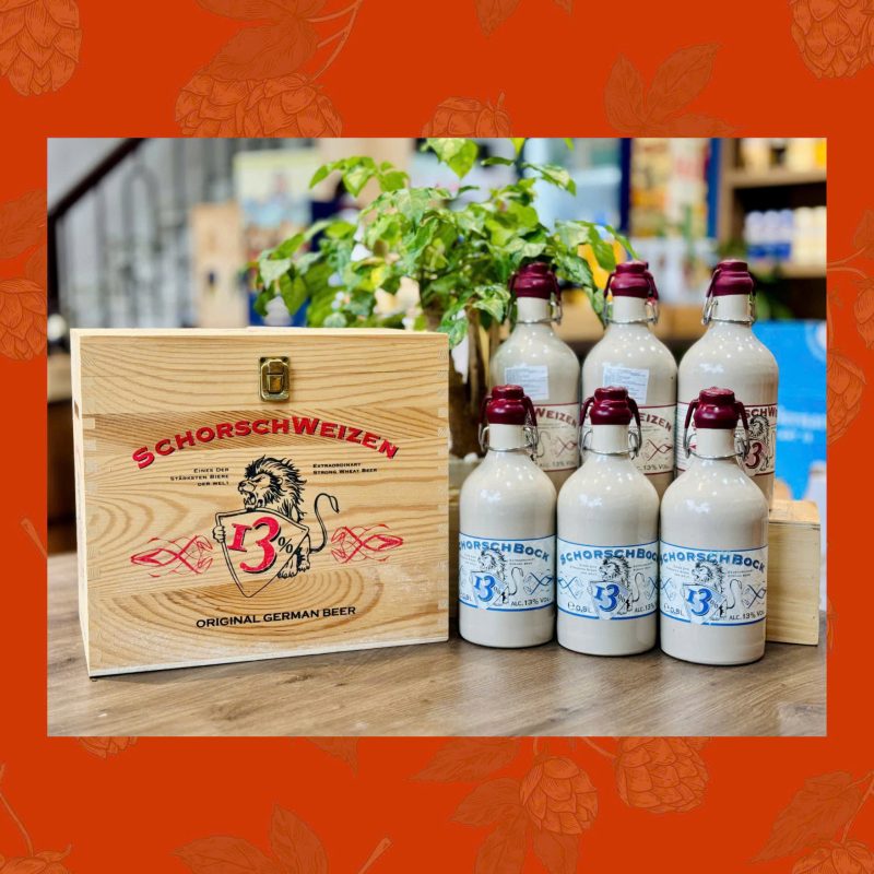 Hộp gỗ Schorsch mix 3 chai Bock + 3 chai Weizen - HQ