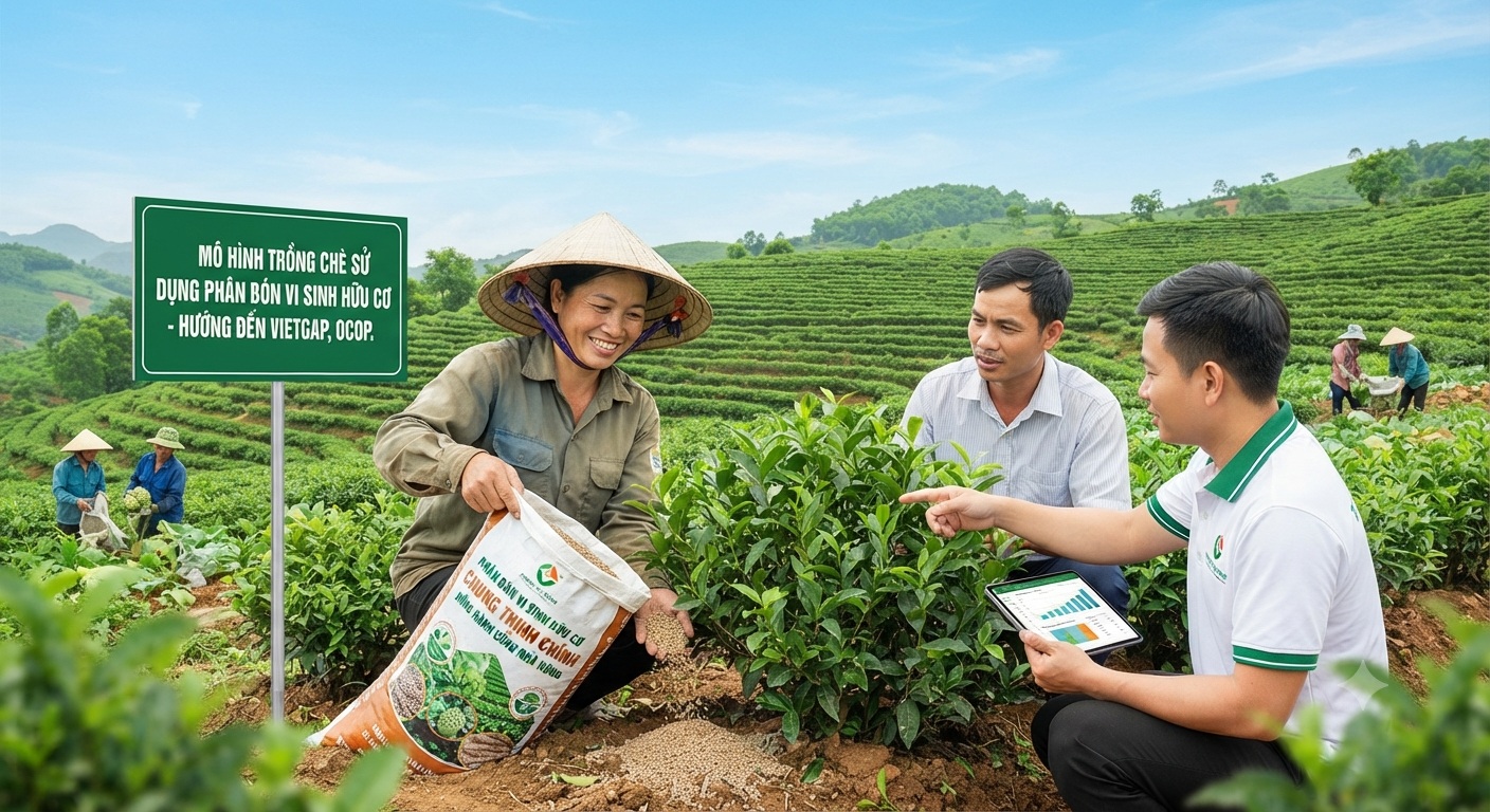 Đưa phân bón vi sinh hữu cơ đến vùng sản xuất đặc sản Thái Nguyên: Đồng hành cùng nhà nông nâng tầm nông sản sạch