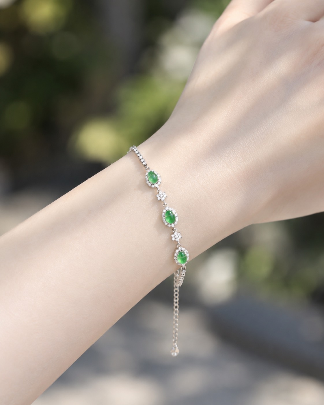 Lắc tay Hồ Lô Cẩm Thạch Xanh Lục Type A mix charm