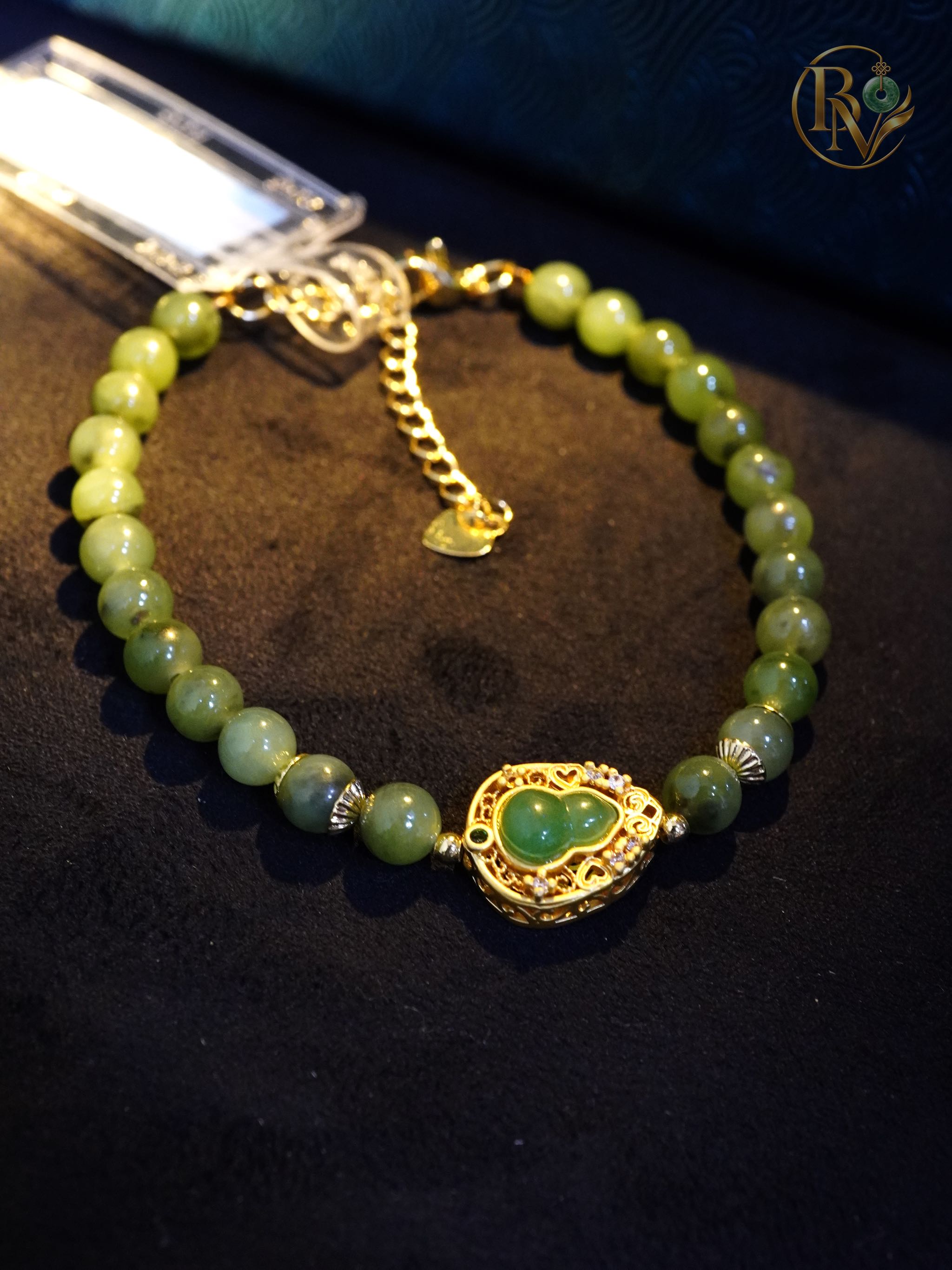 Vòng Tay Ngọc Cẩm Thạch Hồ Lô mix Charm
