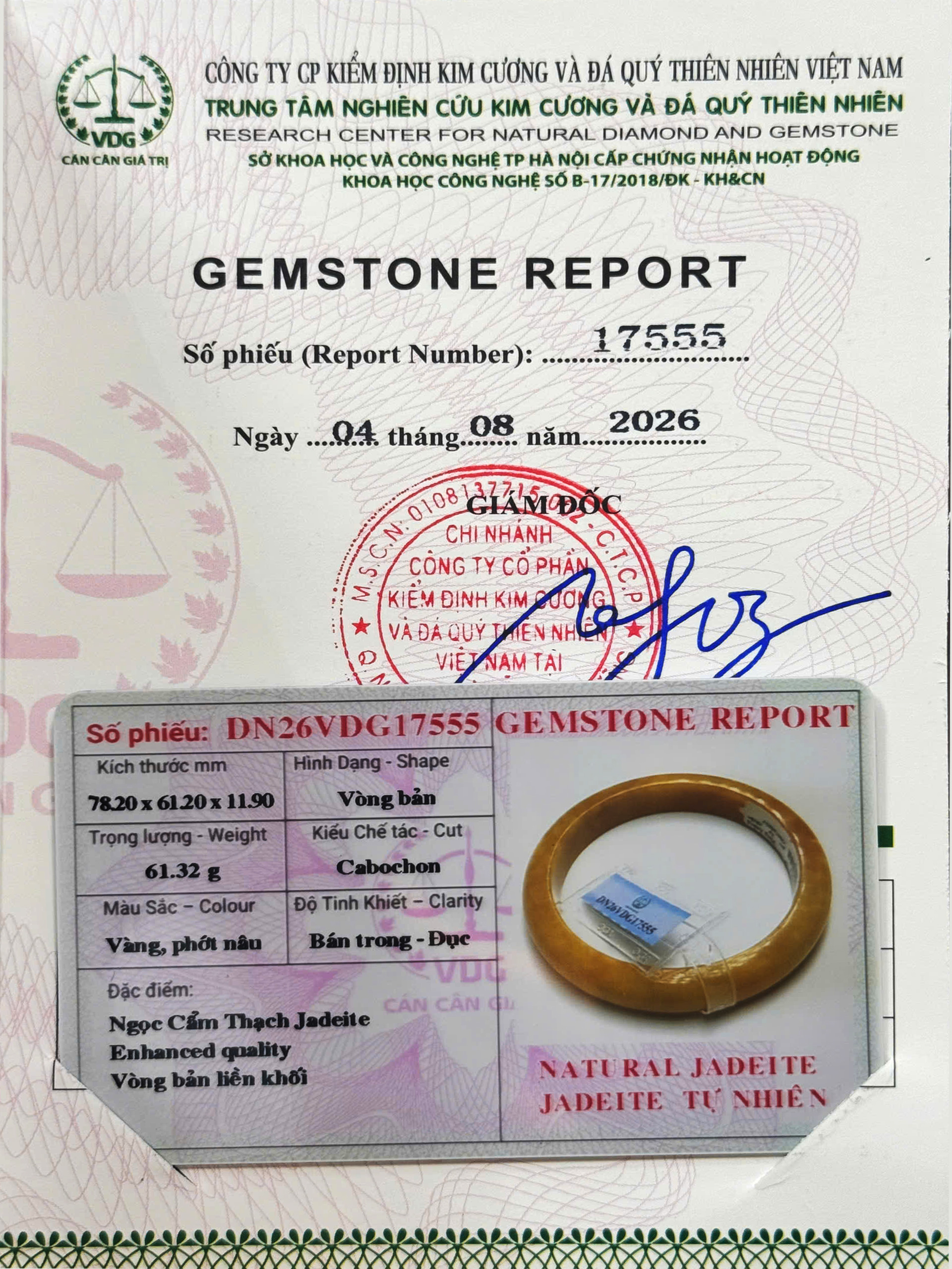 Vòng bản hẹ Ngọc Cẩm Thạch Hoàng phỉ ni 61 chột 11.9