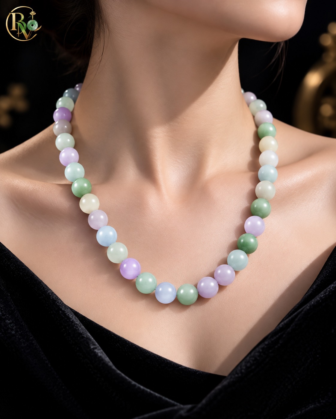 Chuỗi Vòng Cổ Pastel Ngọc Cẩm Thạch 13.7 - 13.9