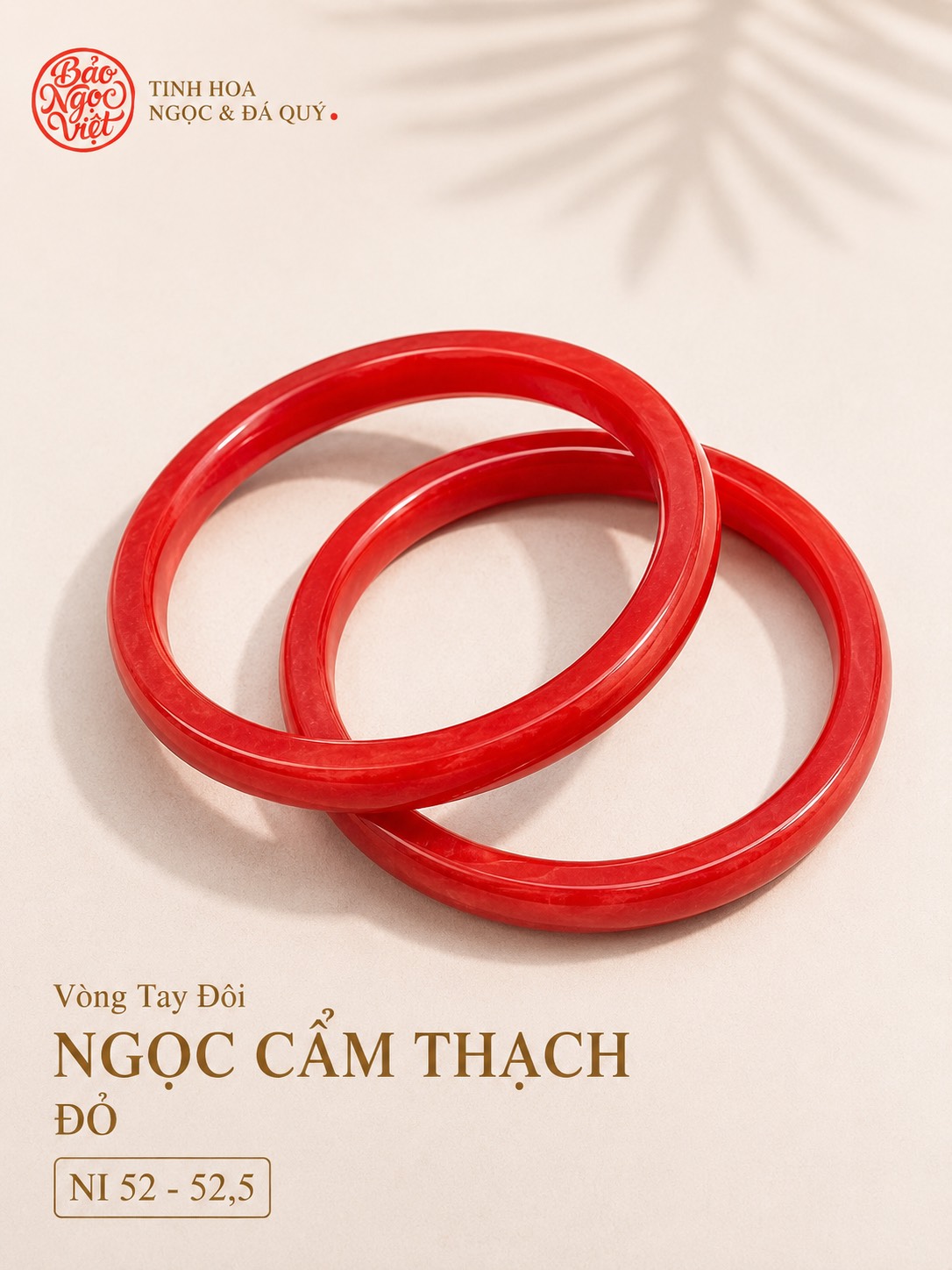 Vòng Tay Đôi Ngọc Cẩm Thạch Đỏ ni 52 - 52,5