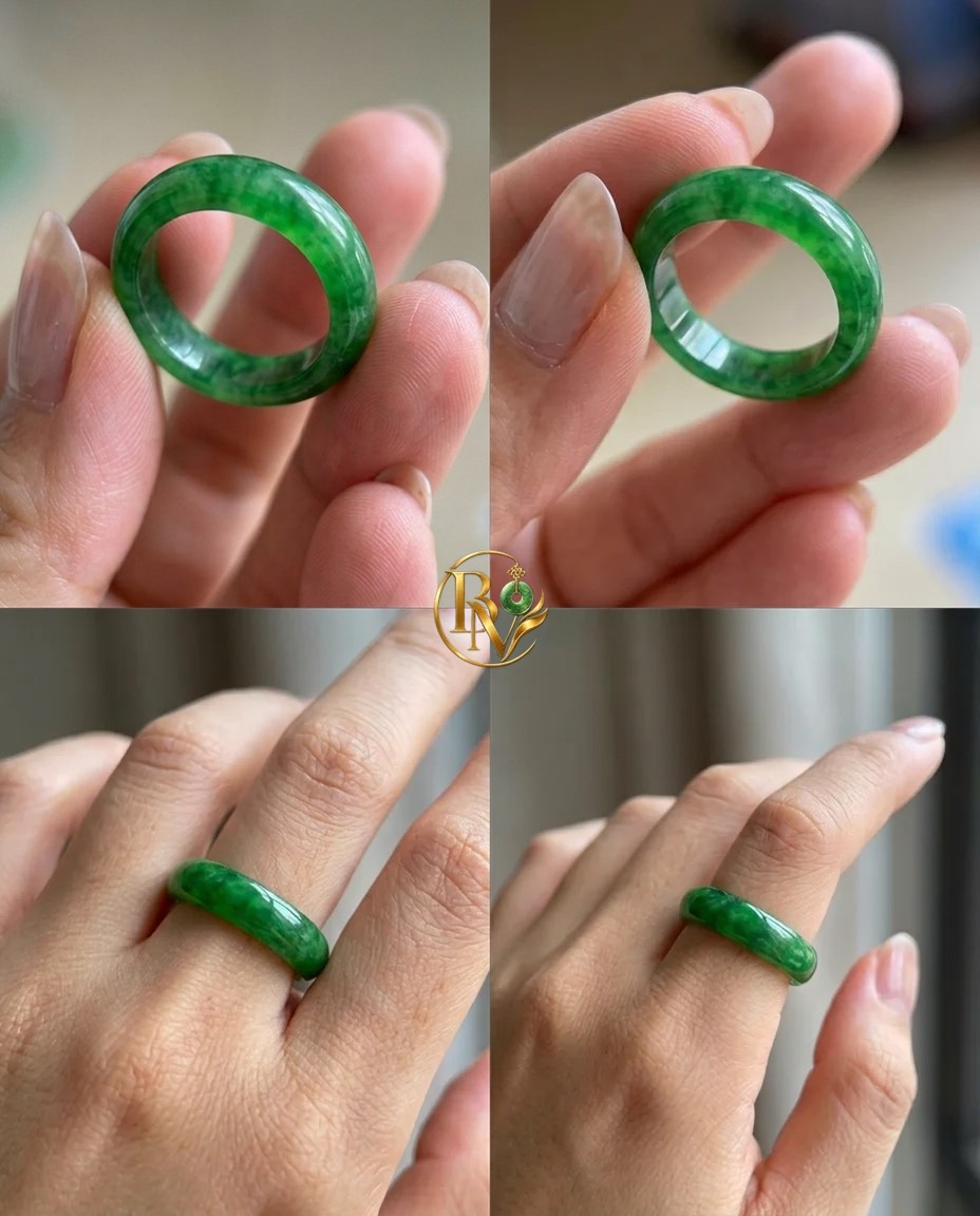 Nhẫn bản hẹ Phỉ Thuý Xanh Lý ni 16 - 18