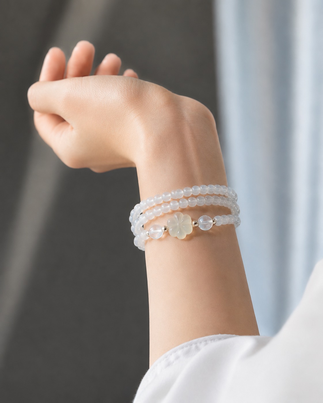 Chuỗi Vòng Tay Đá Mặt Trăng mặt Hoa Mai