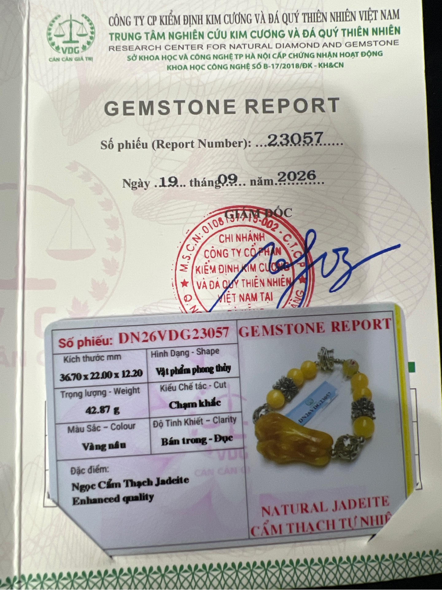 Lắc tay Ngọc Cẩm Thạch Hoàng Phỉ 12 li