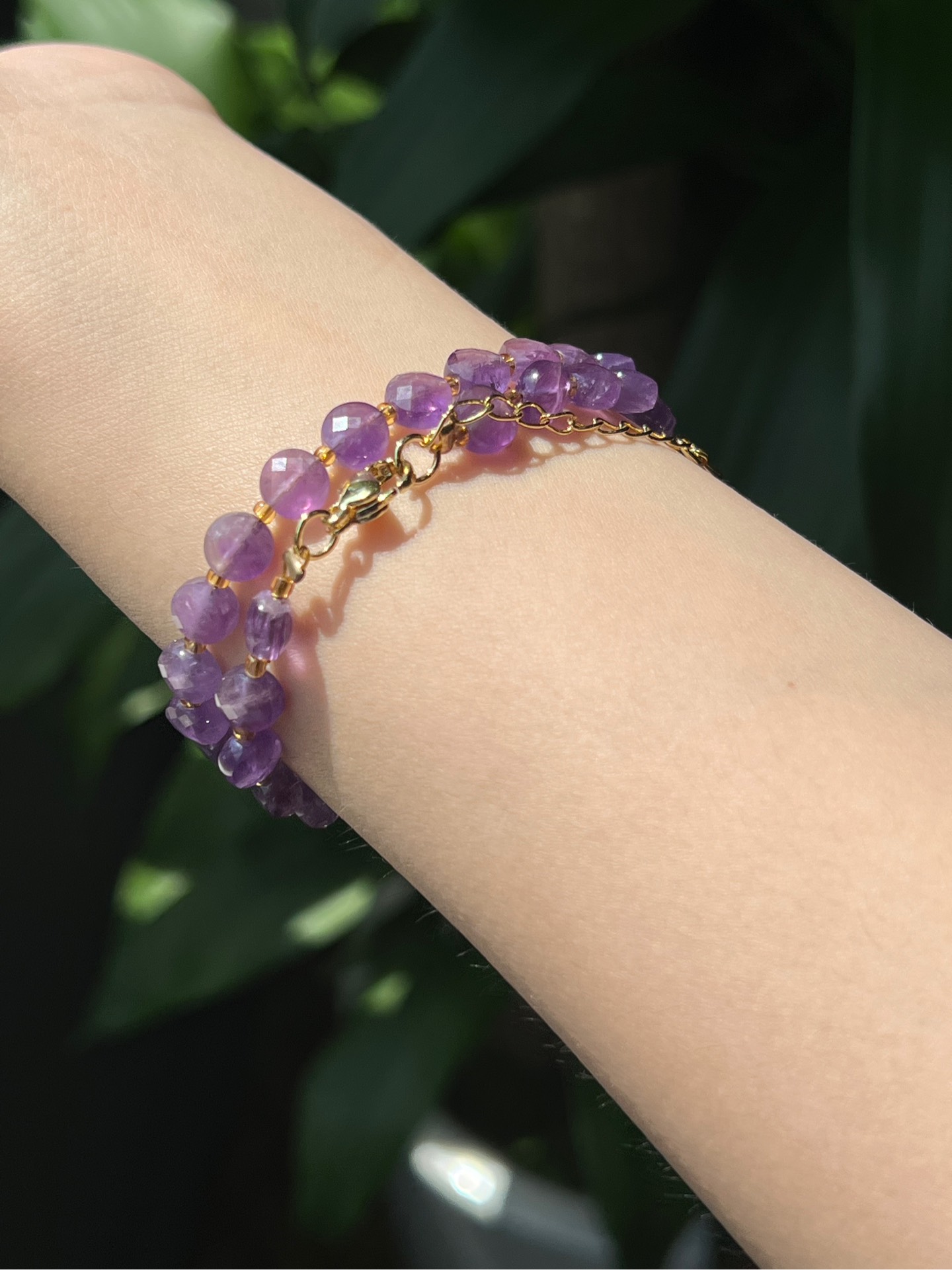 Chuỗi vòng tay Thạch Anh Tím 6.6x4.4 mm