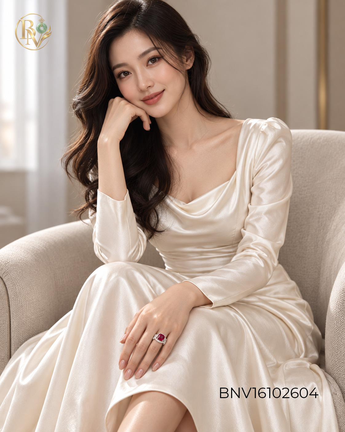 Nhẫn bạc xi kim mặt đá Ruby vuông Tim lồng viền đá CZ trắng