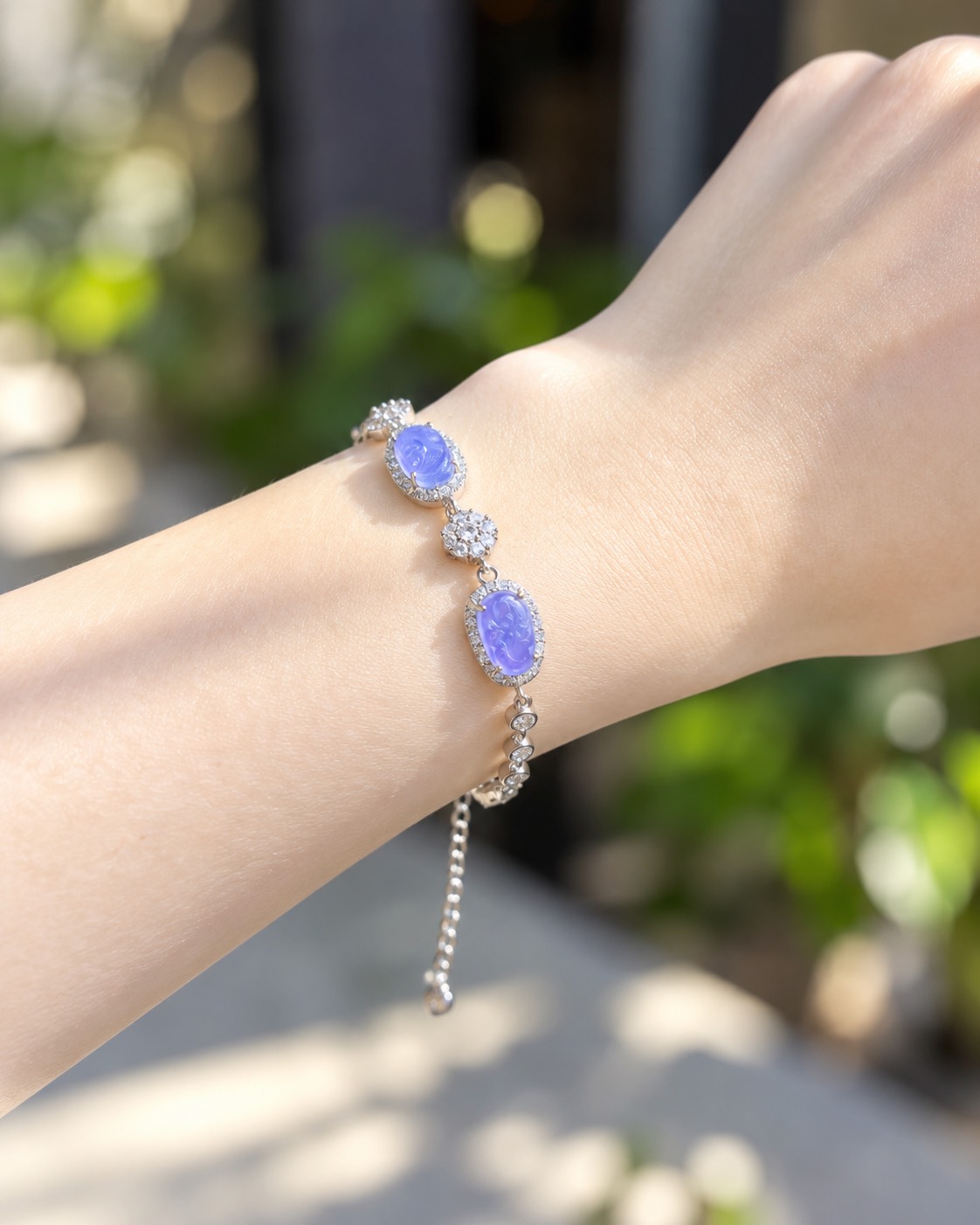 Lắc tay mix charm Cẩm thạch Tím type A