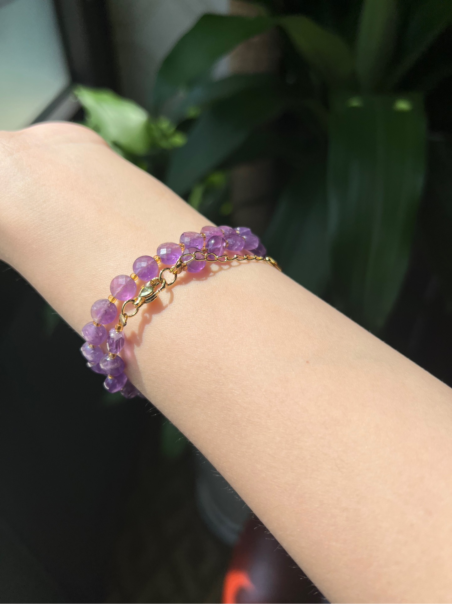 Chuỗi vòng tay Thạch Anh Tím 6.6x4.4 mm
