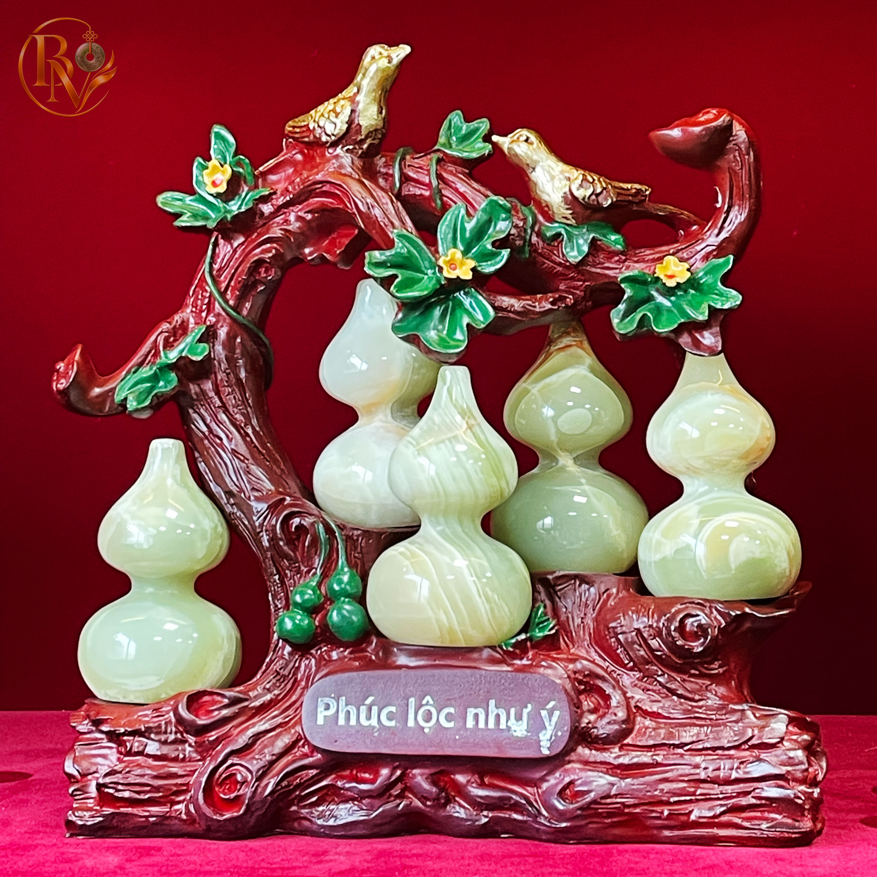Cây Hồ Lô Ngũ Phúc Đá Ngọc Hoàng Long màu Lam