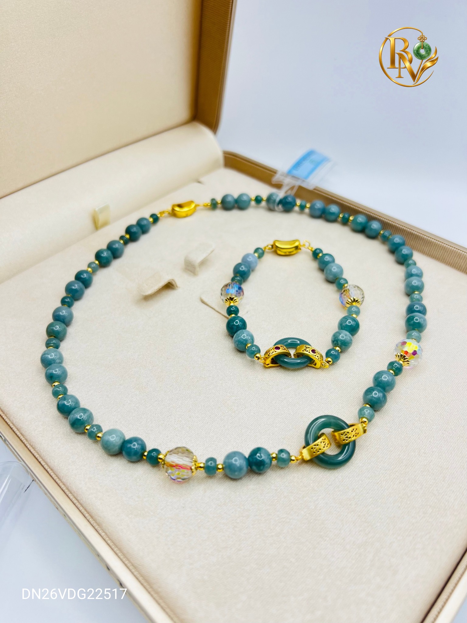 Set Chuỗi vòng cổ Vòng tay Ngọc Phỉ Thuý Type A 7.6-7.8 li