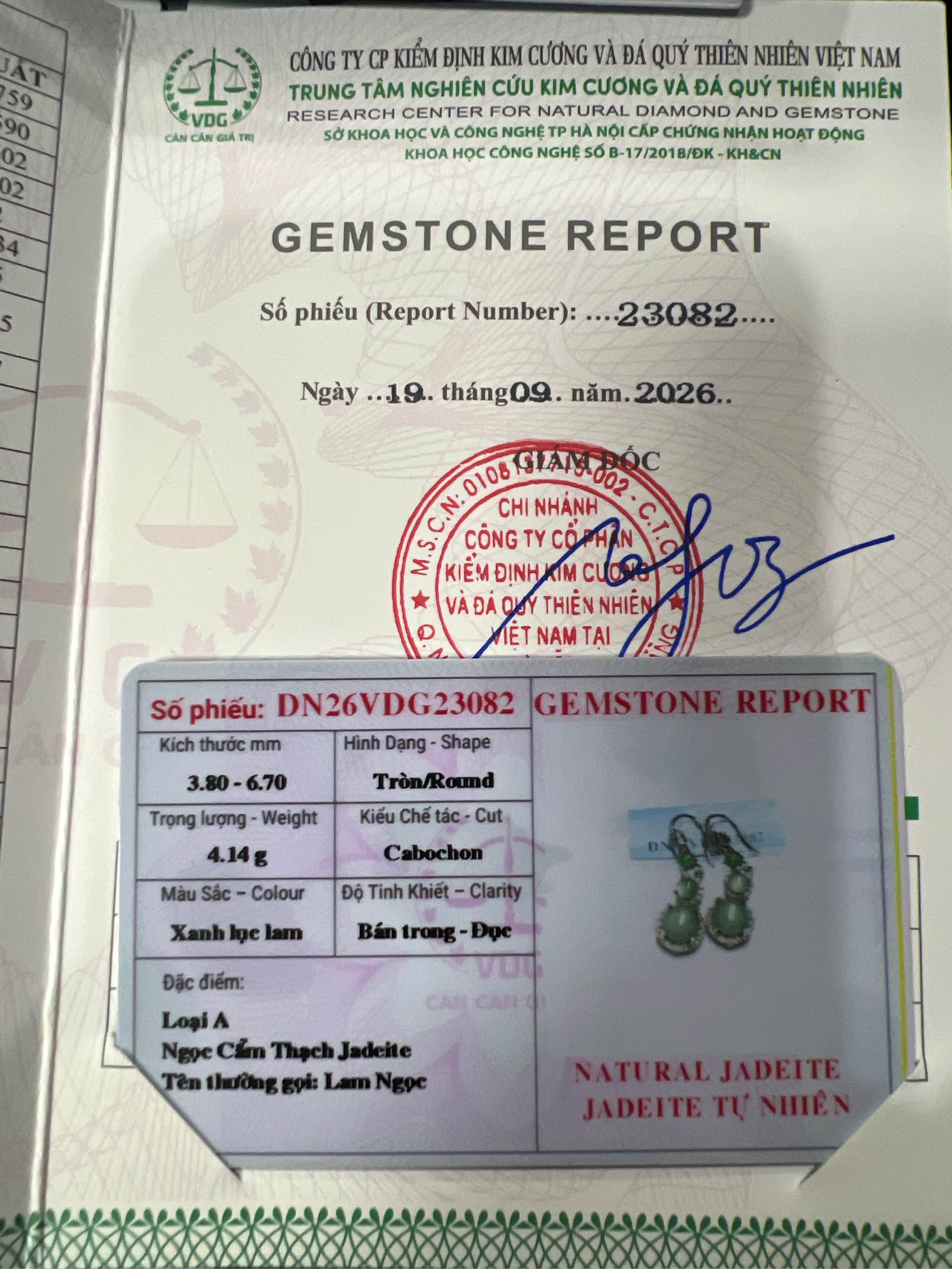 Bông tai 3 hạt Băng Lục lam Ngọc Phỉ Thuý type A