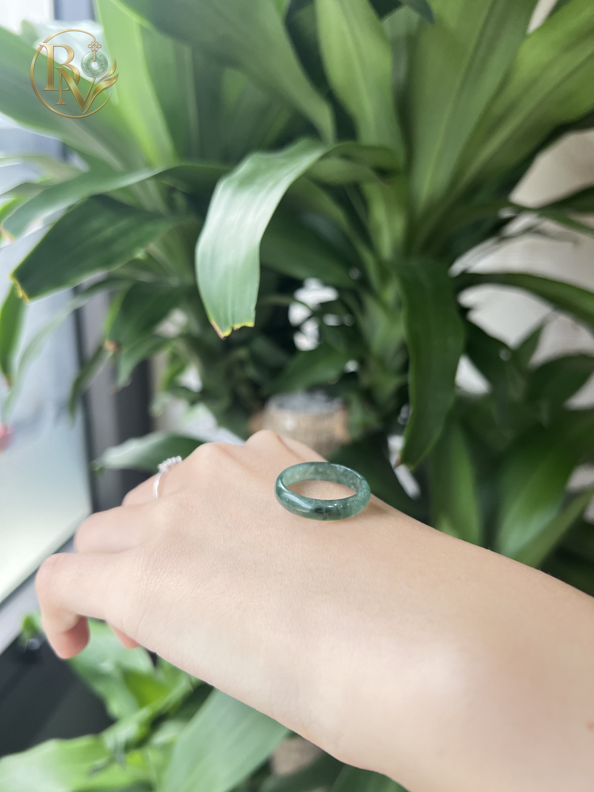 Nhẫn Cẩm Thạch bản hẹ Lam Băng ni nhiều size