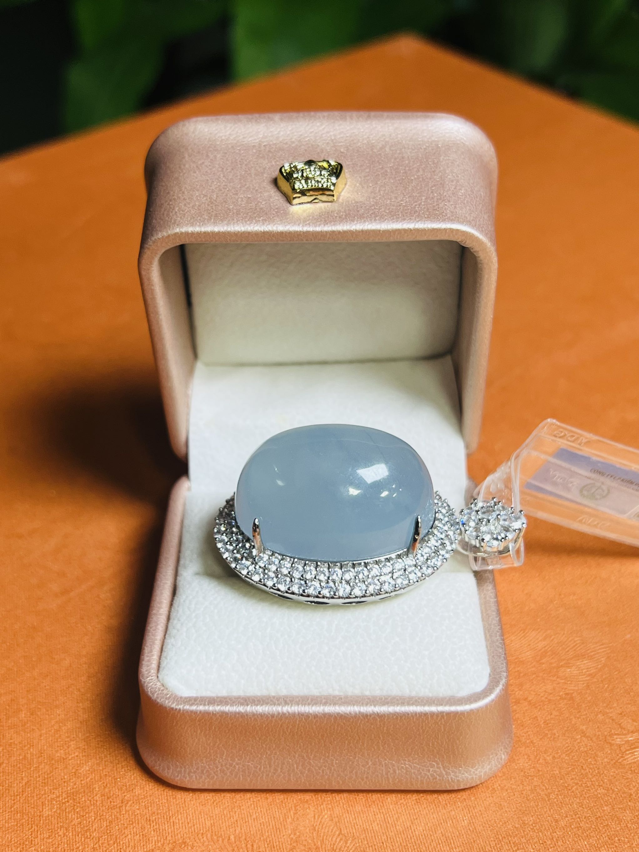 Mặt Oval Ngọc Phỉ Thuý Băng Monet size lớn