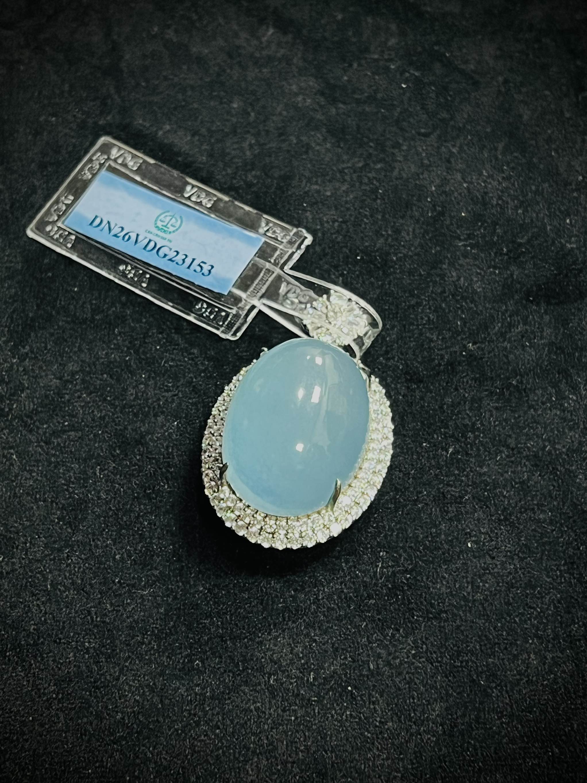 Mặt Oval Ngọc Phỉ Thuý Băng Monet size lớn