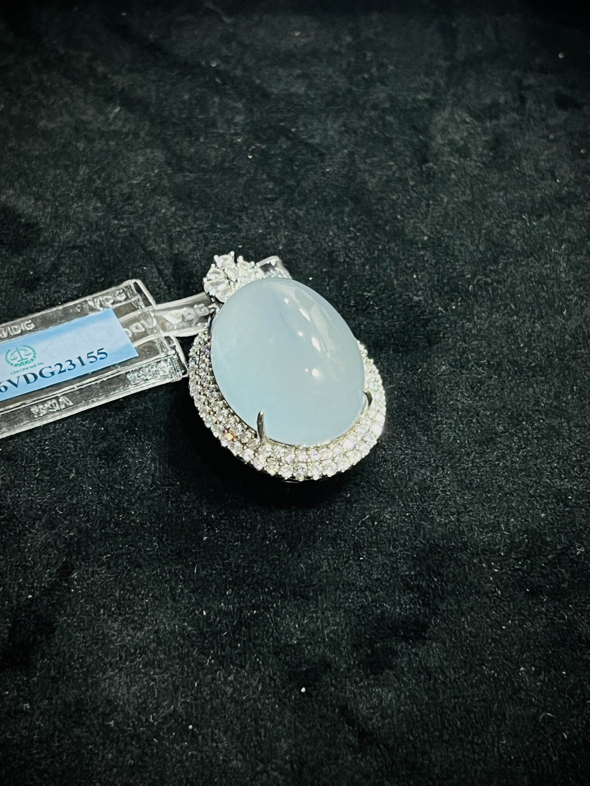 Mặt Oval Ngọc Phỉ Thuý Băng Monet size lớn