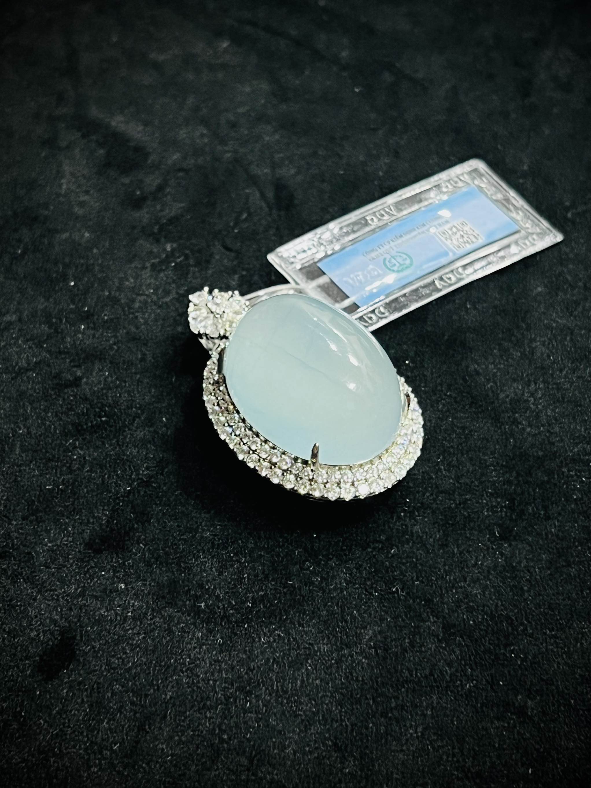 Mặt Oval Ngọc Phỉ Thuý Băng Monet size lớn
