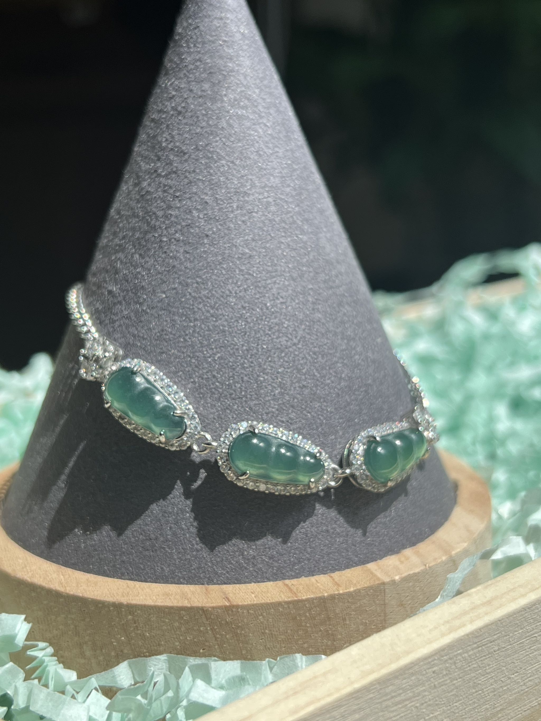 Lắc tay đính Lam Ngọc Hồ Lô mix charm