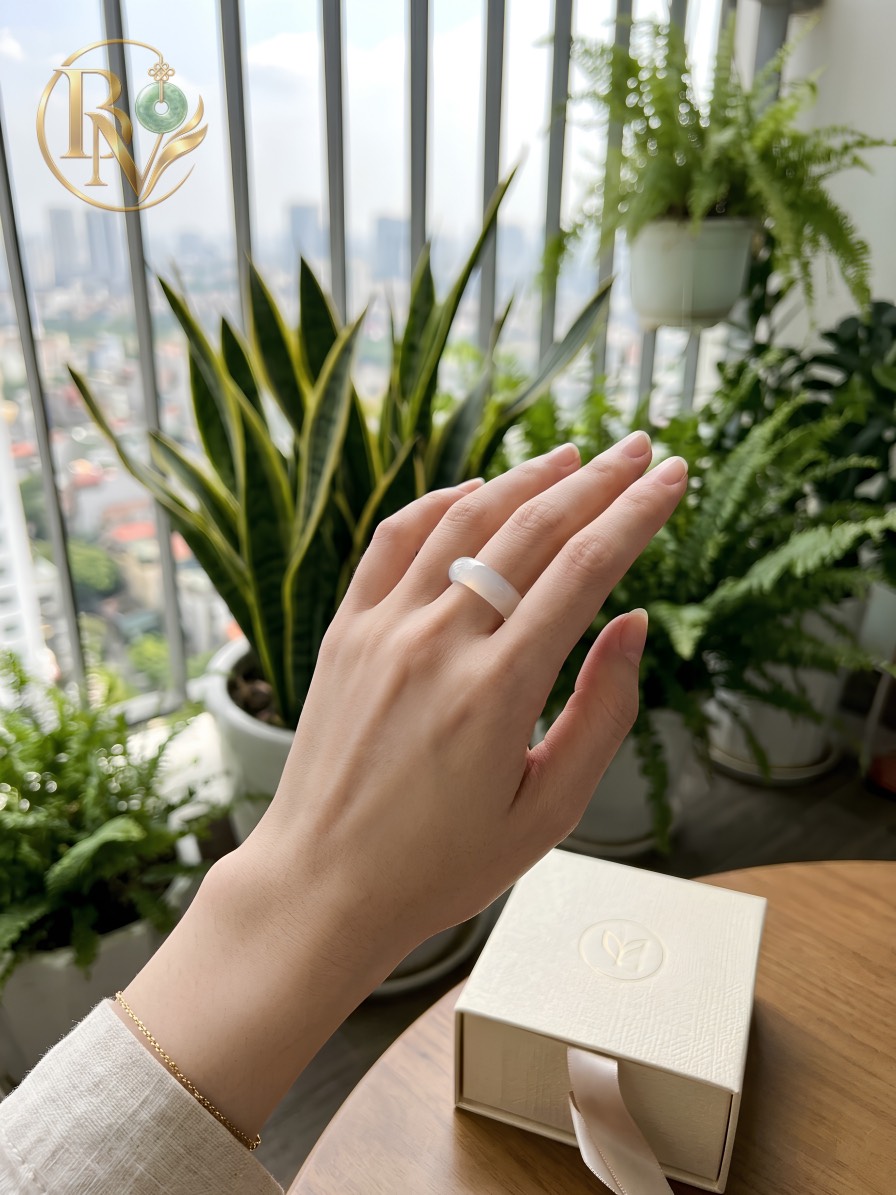 Nhẫn bản hẹ Mã Não tự nhiên Ni nhiều size