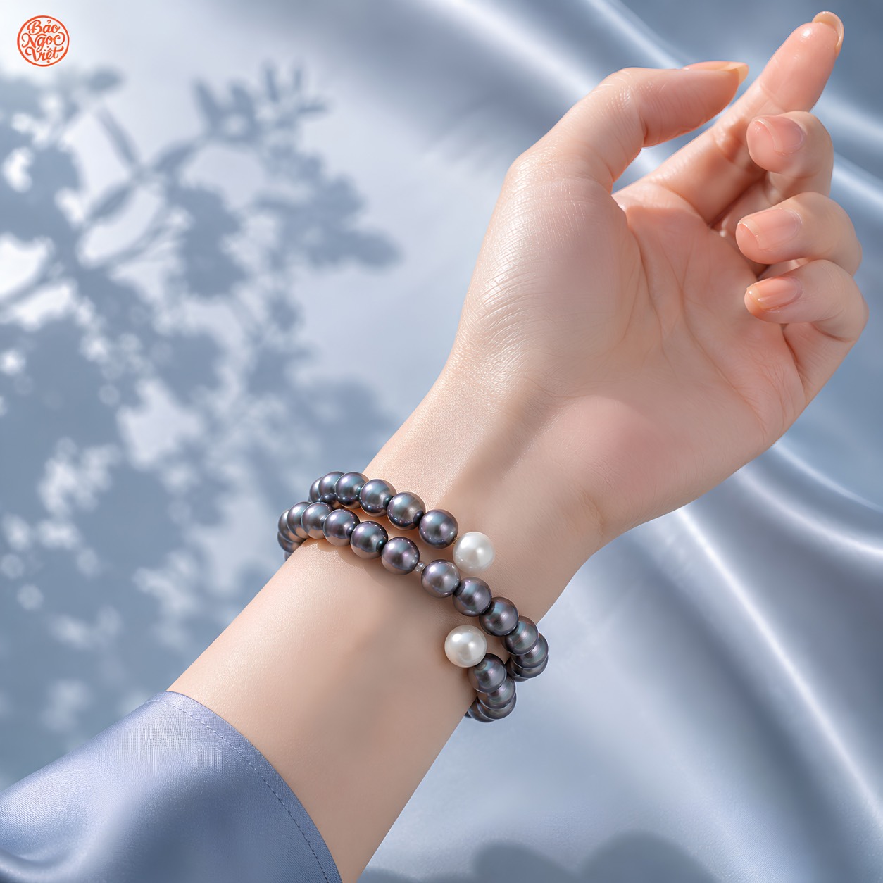 Vòng Tay Lò Xo Ngọc Trai Tự Nhiên Tím Ánh Hồng 6.6 x 8.3 mm