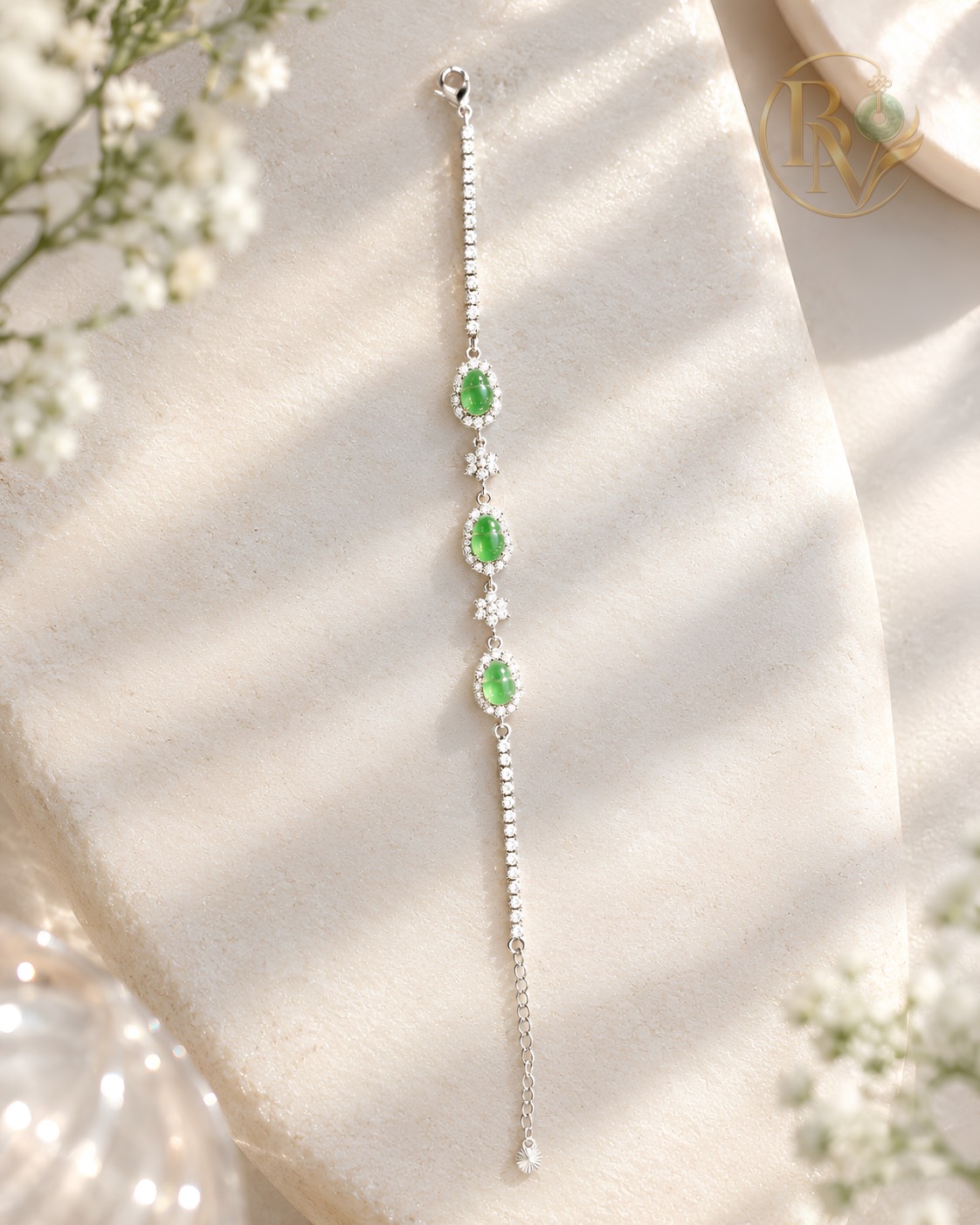 Lắc tay Hồ Lô Cẩm Thạch Xanh Lục Type A mix charm