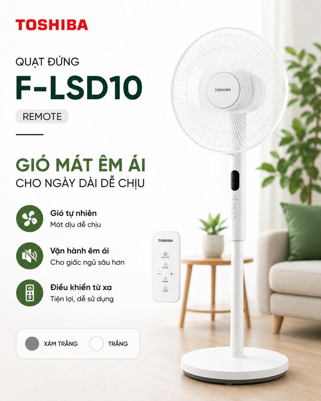 Quạt đứng Toshiba: quá nhiều tính năng hiện đại, siêu tiết kiệm điện