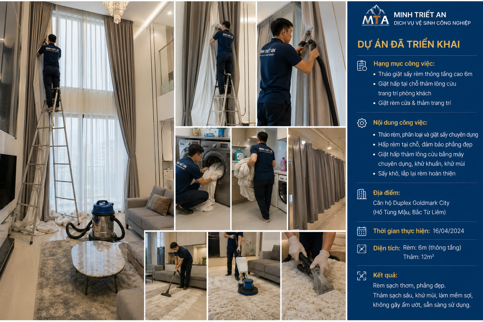Giặt rèm cửa & Thảm trang trí Căn hộ Duplex Goldmark City (Hồ Tùng Mậu, Bắc Từ Liêm