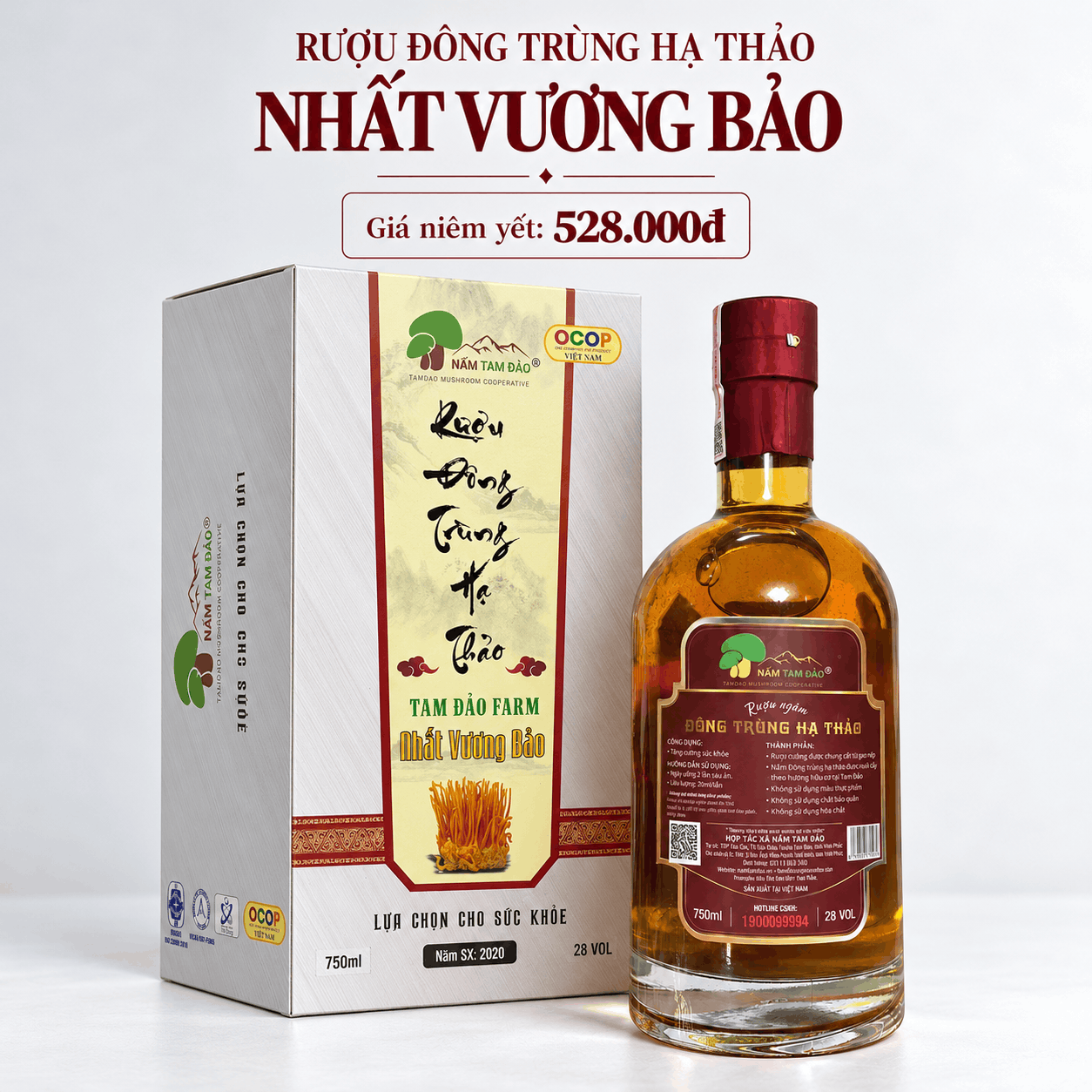 Rượu Đông Trùng Hạ Thảo Nhất Vương Bảo – 750ml