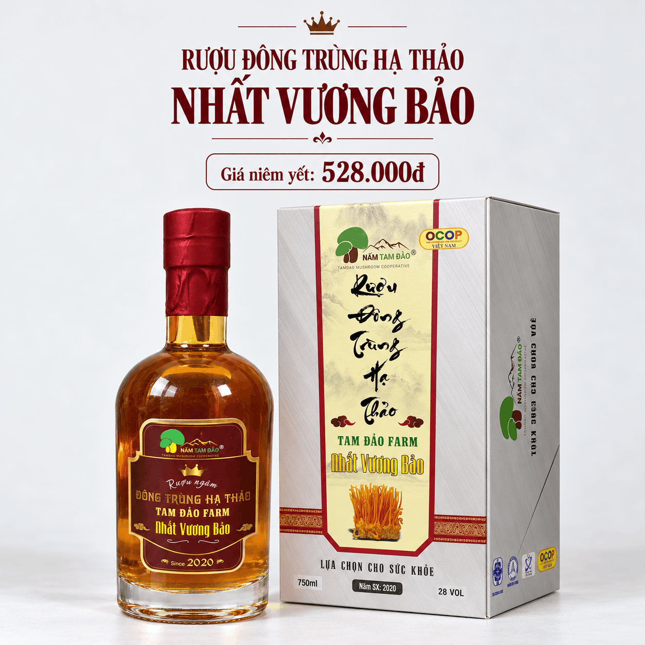 Rượu Đông Trùng Hạ Thảo Nhất Vương Bảo – 750ml