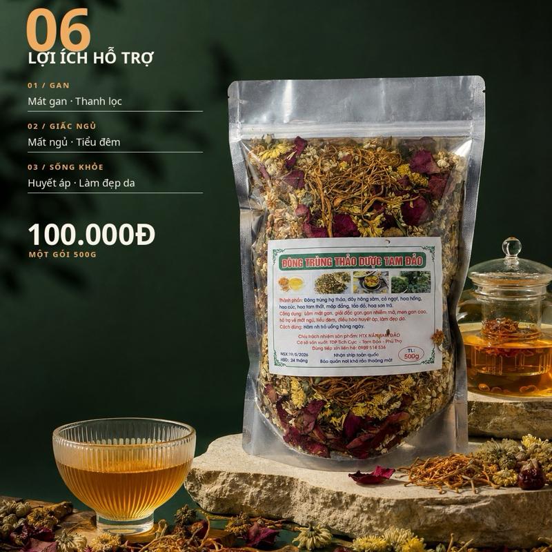 Trà Đông Trùng Thảo Dược Tam Đảo (Gói 500gam) - Phú Thọ