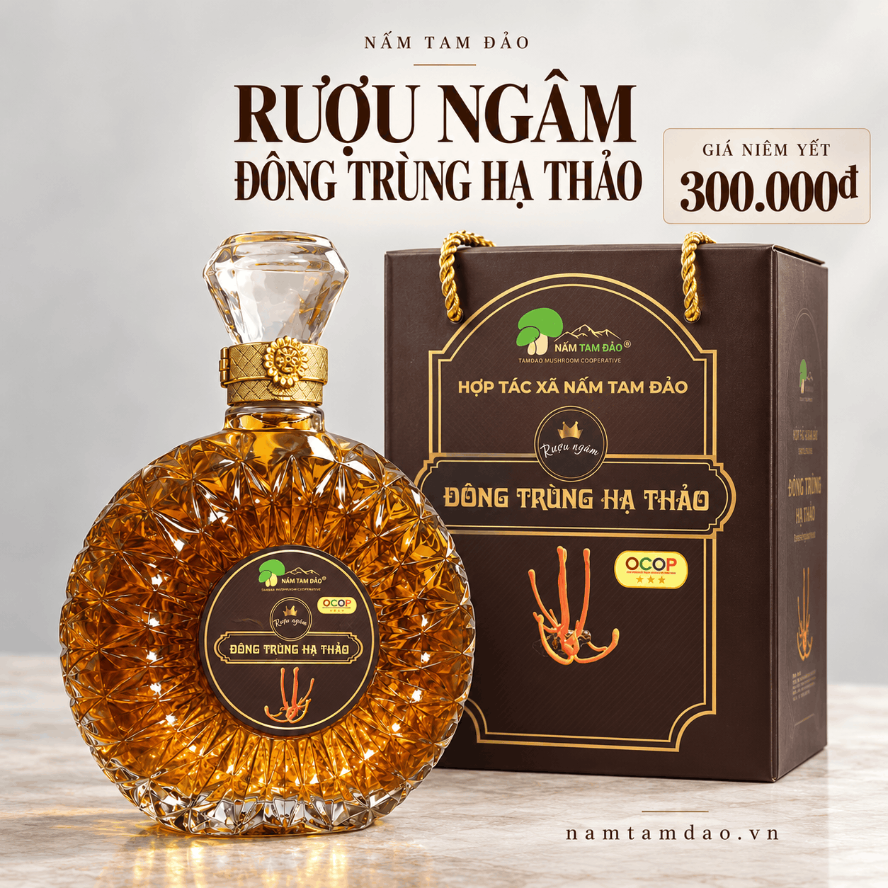 RƯỢU NGÂM ĐÔNG TRÙNG HẠ THẢO TAM ĐẢO – CHAI 500ML