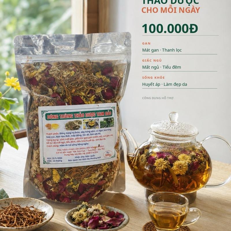 Trà Đông Trùng Thảo Dược Tam Đảo (Gói 500gam) - Phú Thọ