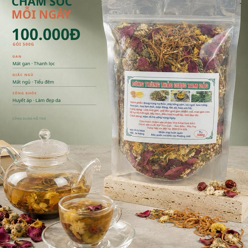 Trà Đông Trùng Thảo Dược Tam Đảo (Gói 500gam) - Phú Thọ
