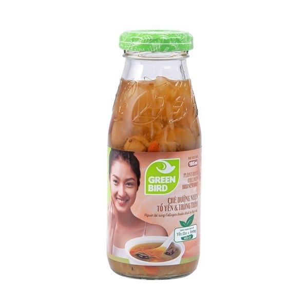Chè Dưỡng Nhan Tổ Yến & Trùng Thảo Green Bird- Chai Đơn*185ml