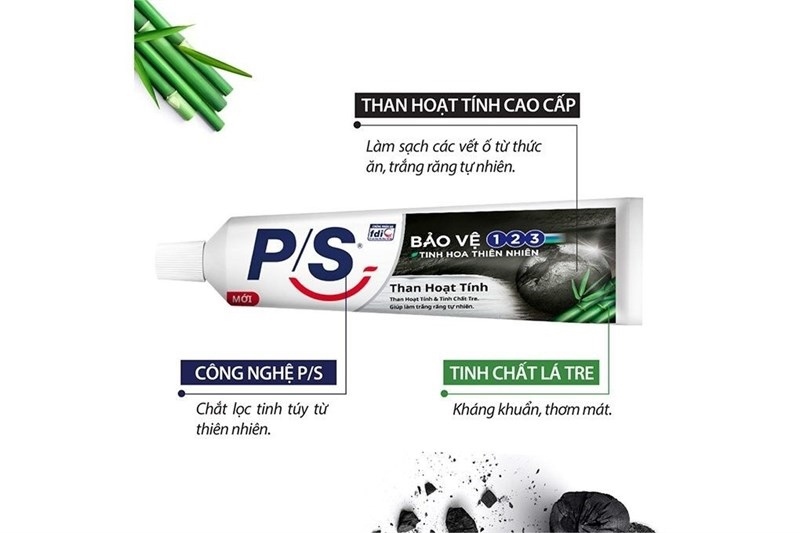 KĐR P/S TRẮNG RĂNG THAN HOẠT TÍNH VÀ TRE 180G TUÝP + KĐR SENSITIVE 30G.