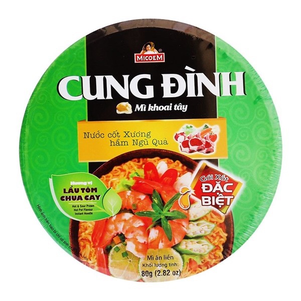Mì khoai tây hương vị lẩu tôm chua cay Cung Đình tô 80gư